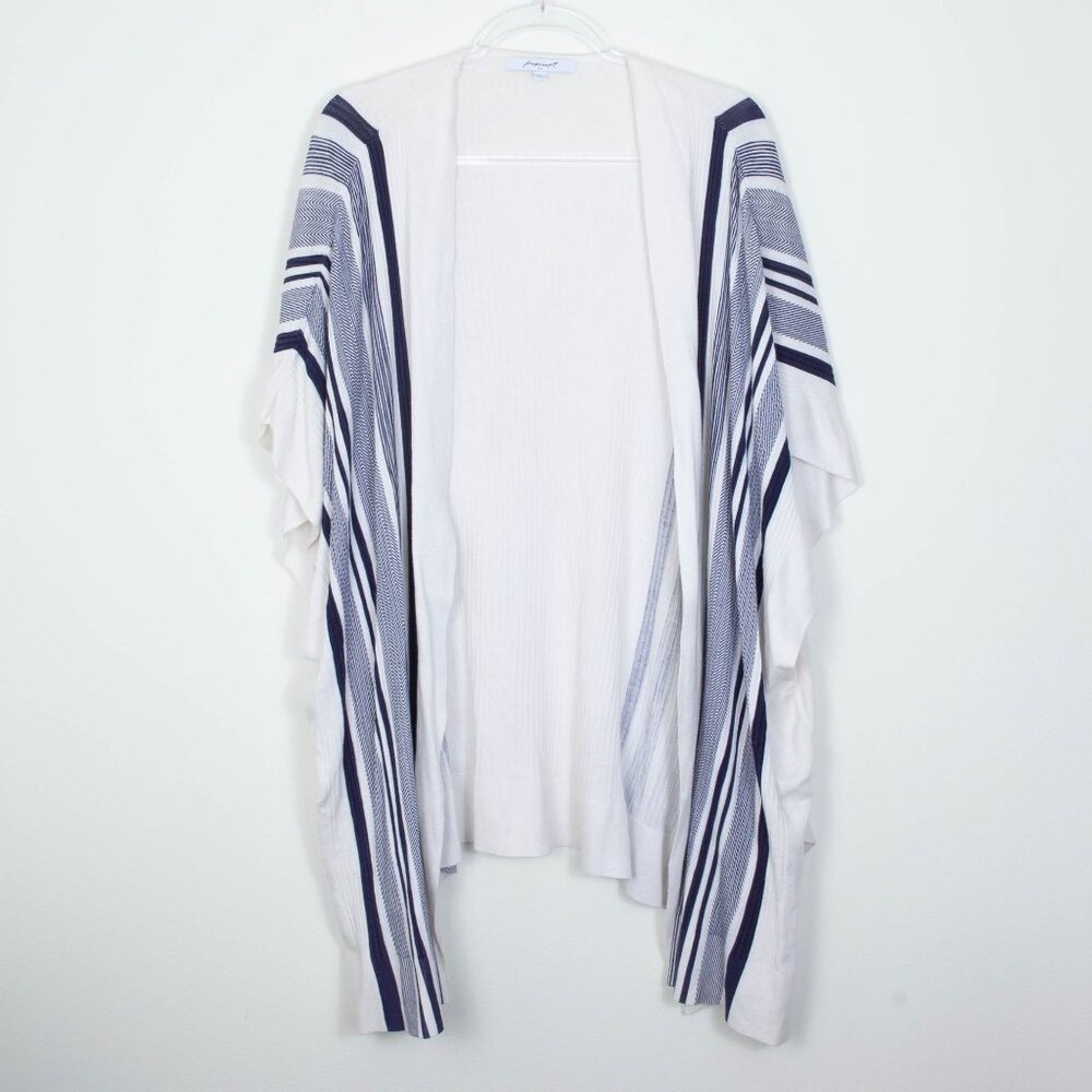 Foxcroft Womens Striped Open Front Cardigan‎ Size 3X Short Sleeve Beachy Boho
